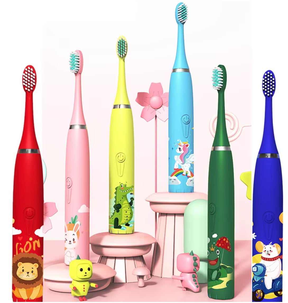 Elektromos fogkefe gyermekeknek beépített időzítővel és 4 kiegészítő fejjel