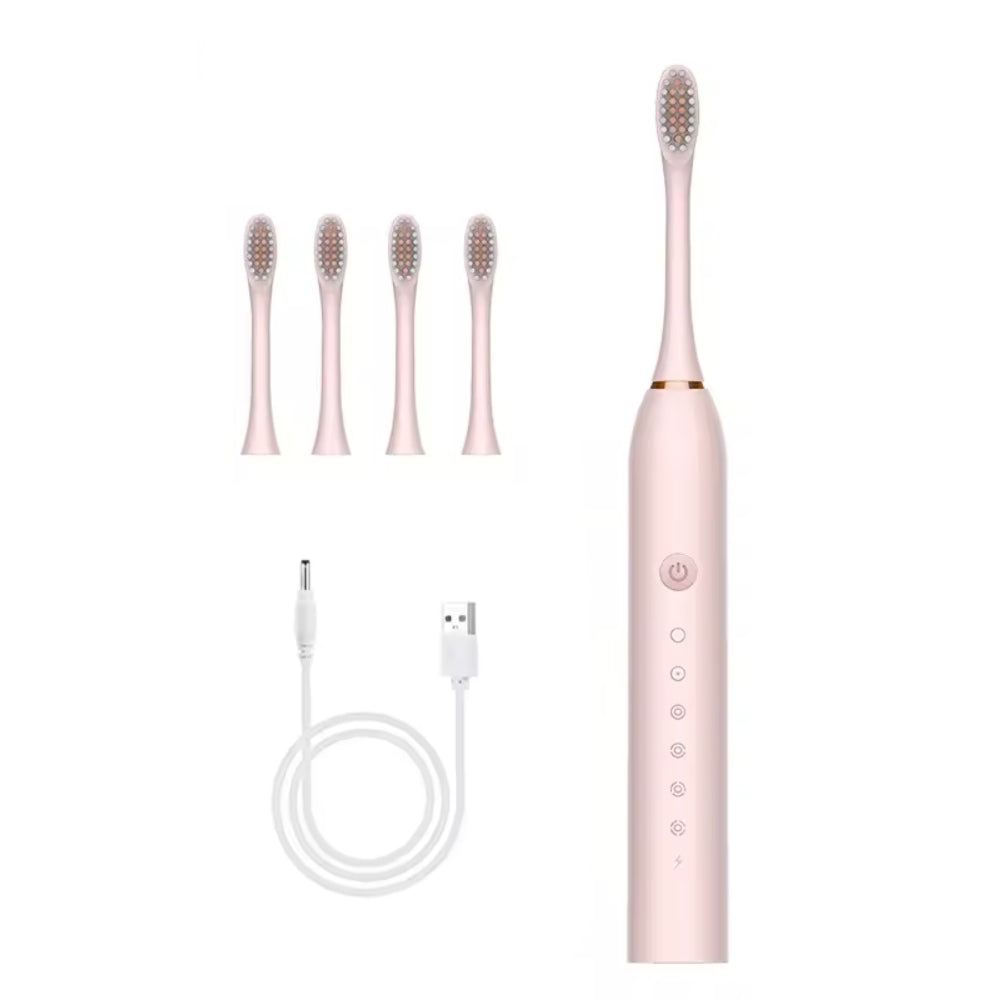 Elektromos fogkefe beépített időzítővel, 4 kiegészítő fejjel, állvánnyal és tokkal