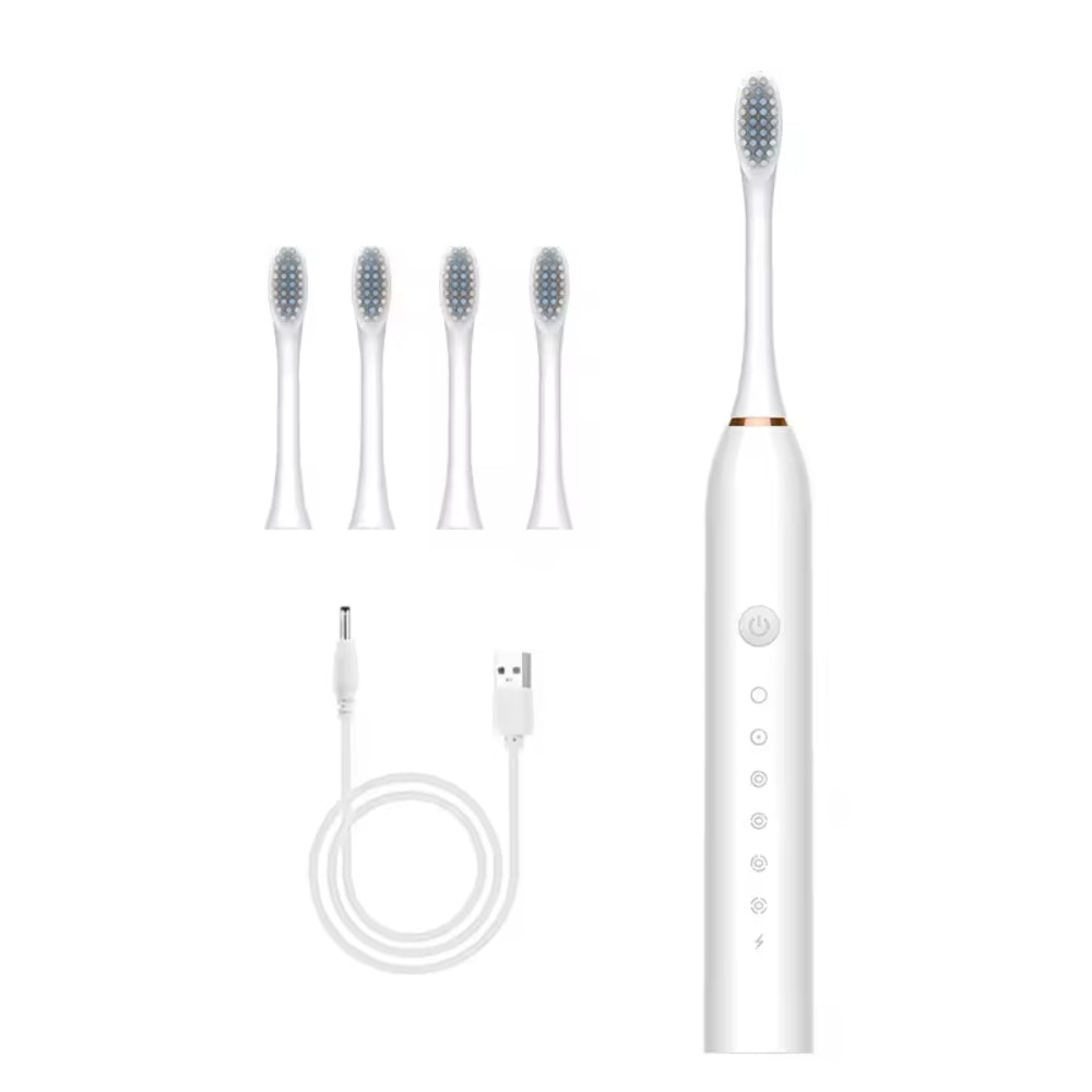 Elektromos fogkefe beépített időzítővel, 4 kiegészítő fejjel, állvánnyal és tokkal