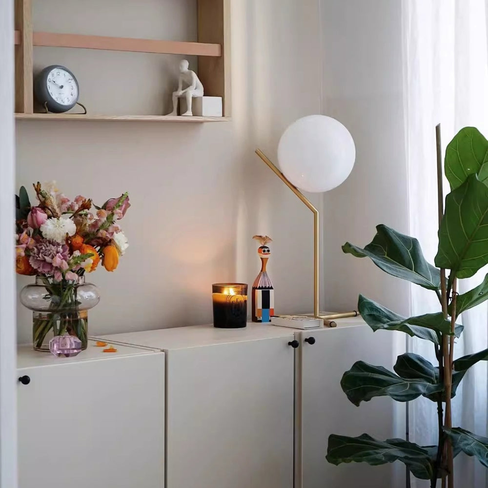 Alaris dizájner asztali lámpa, üveg, fém