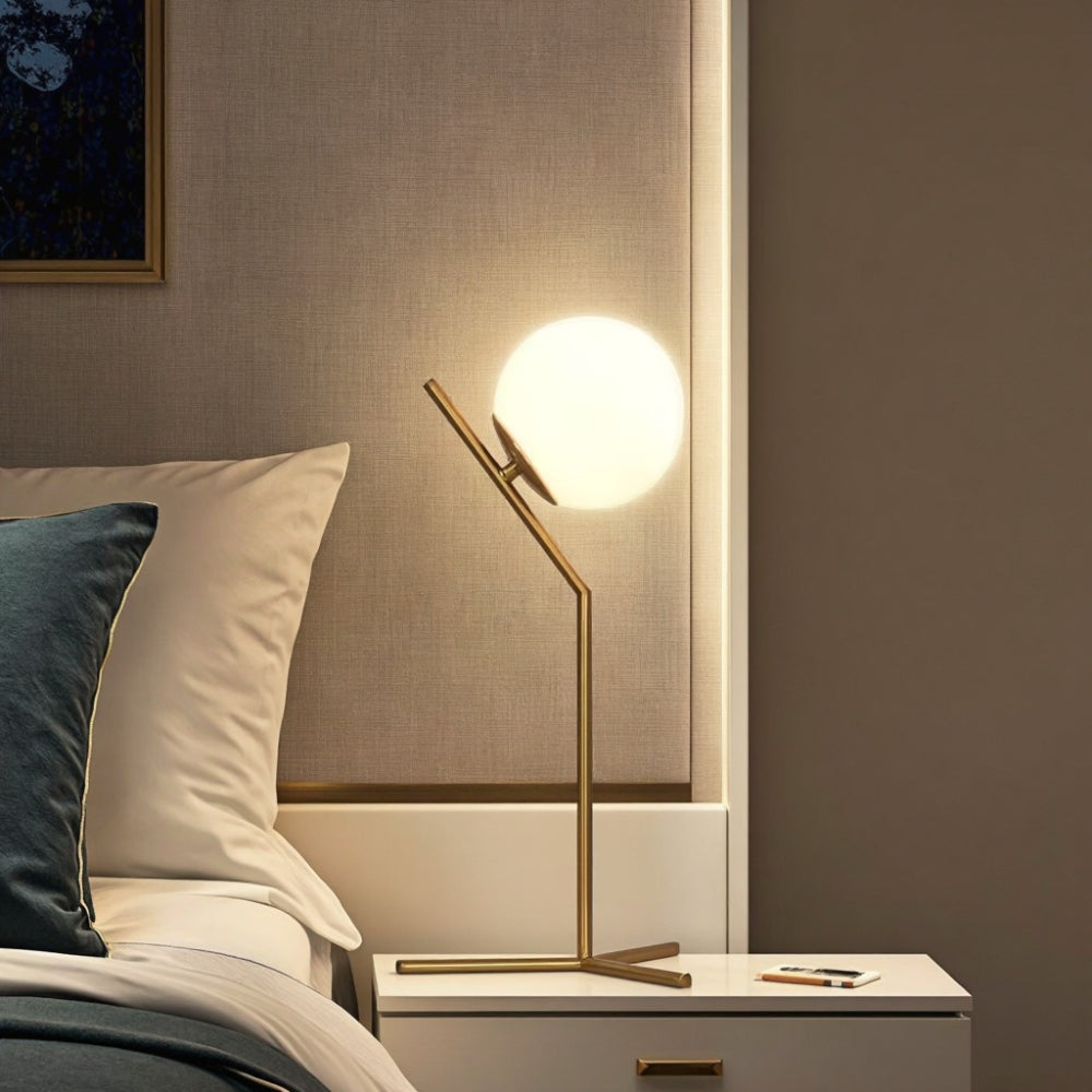 Alaris dizájner asztali lámpa, üveg, fém