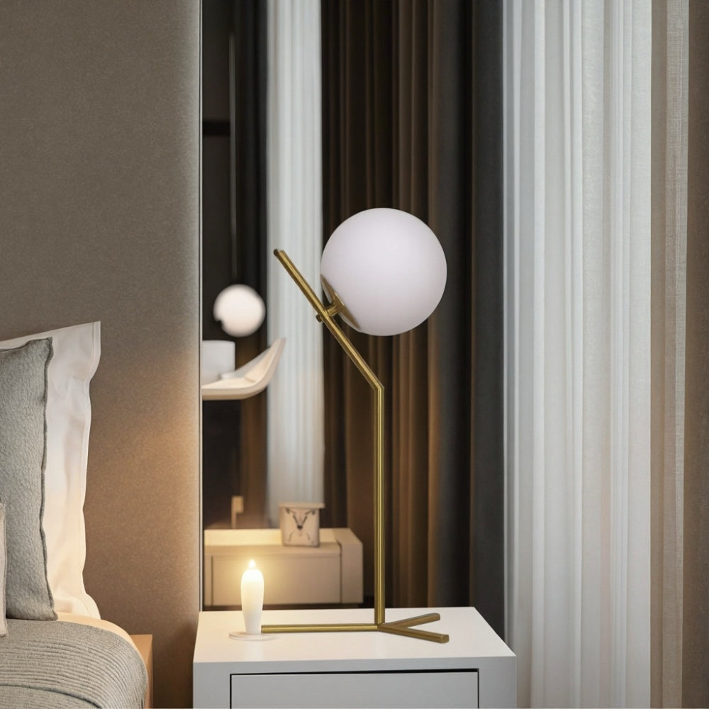 Alaris dizájner asztali lámpa, üveg, fém