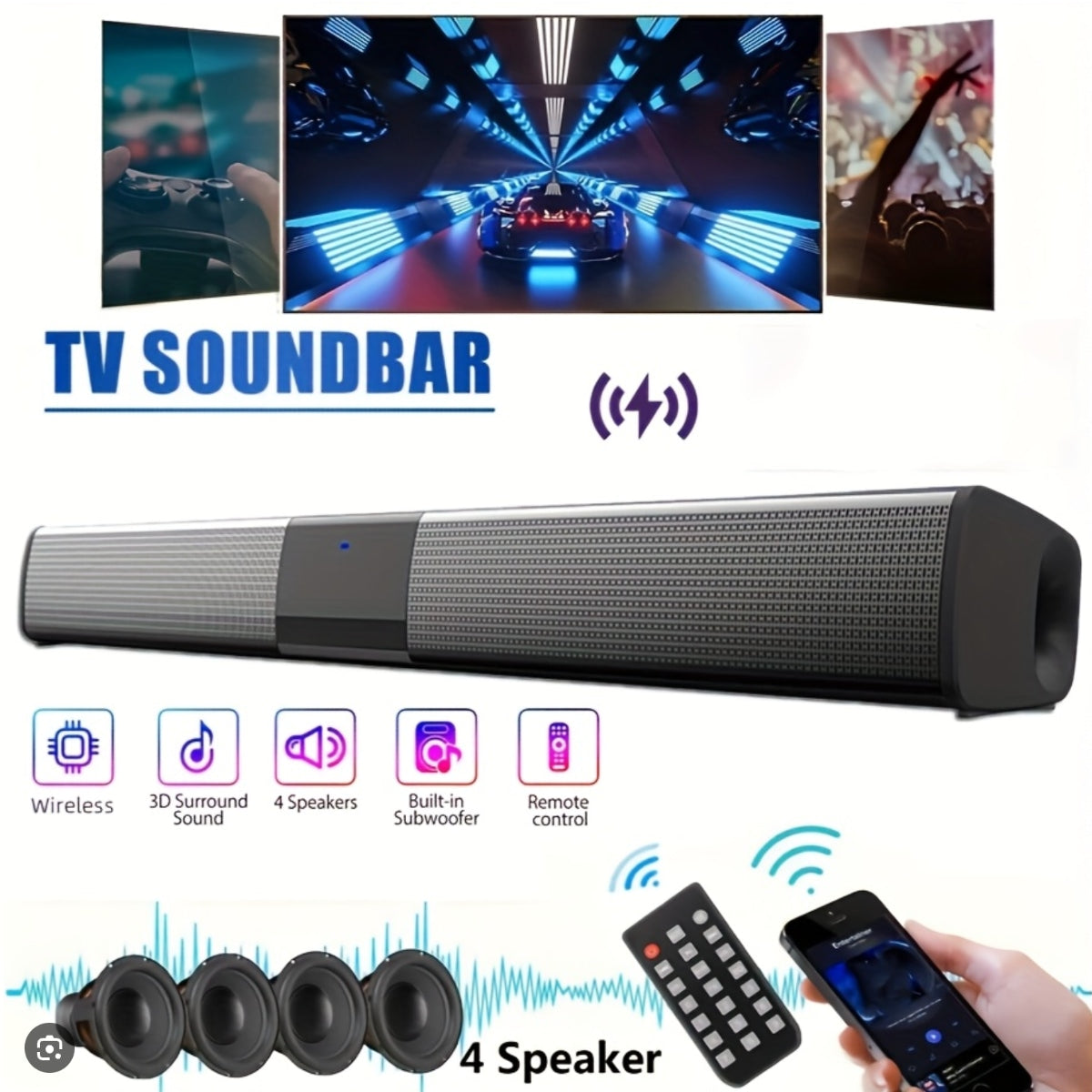 SonicLine 4.0 Bluetooth soundbar - 55 cm, 4 hangszóró, térhatású hangzás