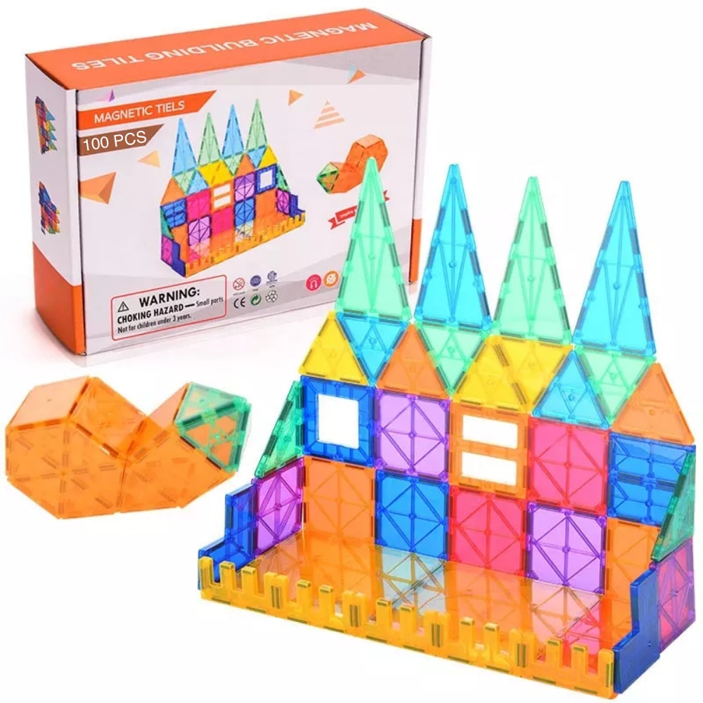 Mágneses építőjáték gyerekeknek - 100 darab