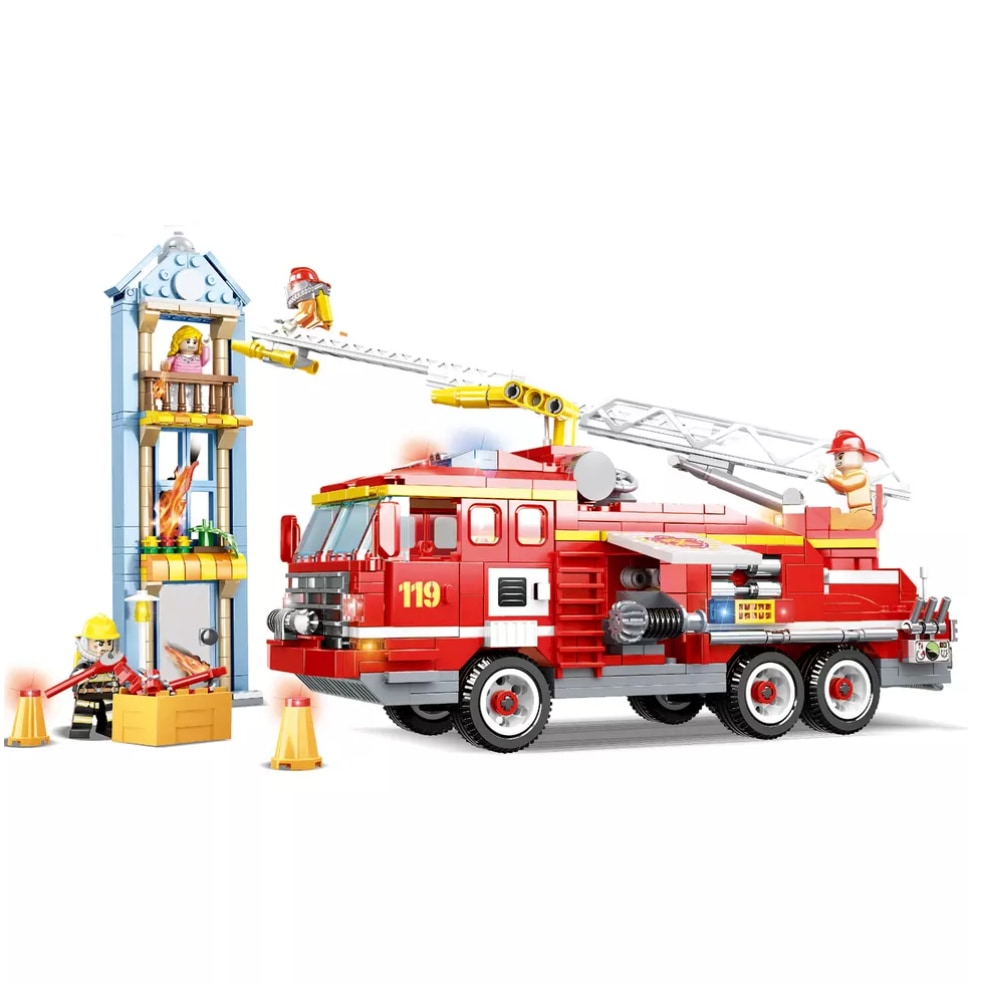 Tűzoltóautó tégla készlet 737 darab