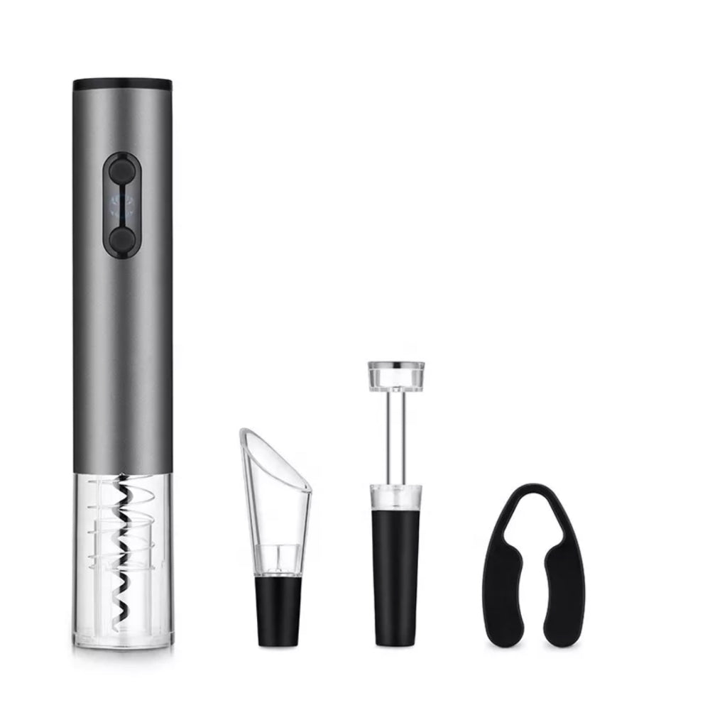 4 az 1-ben készlet borhoz, elektromos bornyitó, vákuumdugó, levegőztető és fóliavágó