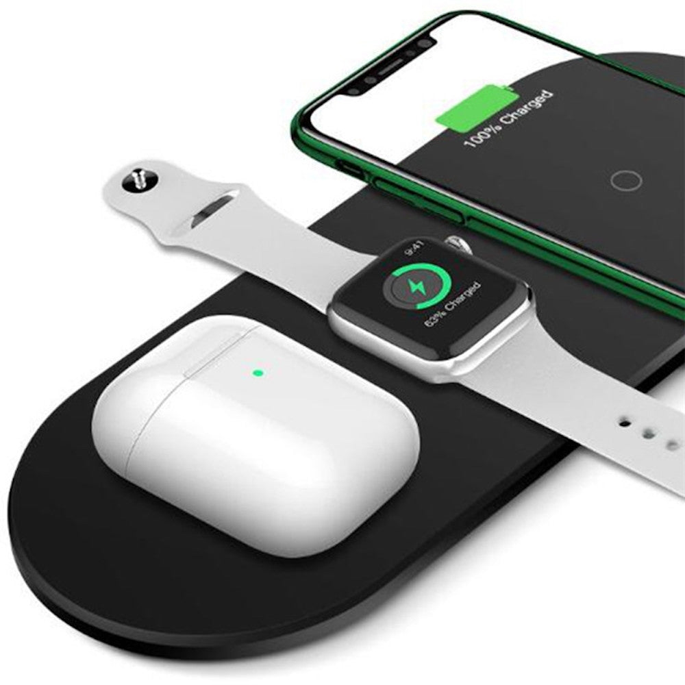 3 az 1-ben vezeték nélküli töltő mobiltelefonhoz, fejhallgatókhoz és órához