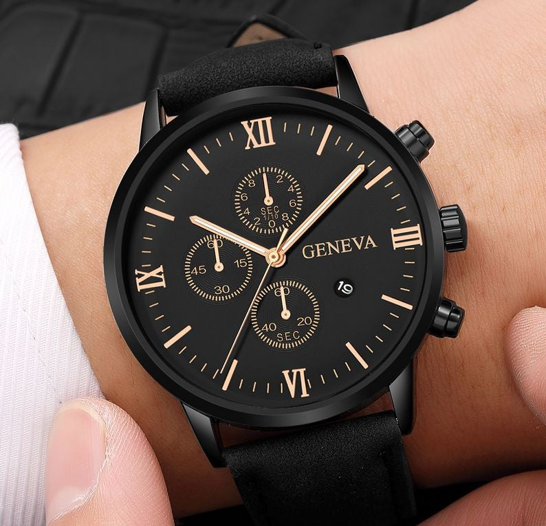 Férfi karóra bőrszíjjal