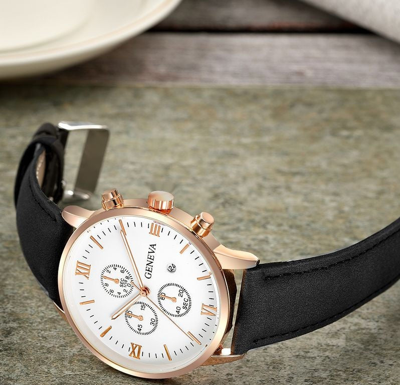 Férfi karóra bőrszíjjal