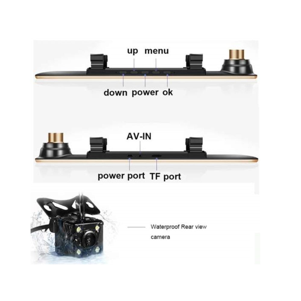 Autó Kamerás Visszapillantó Tükör 4,3 hüvelykes LCD Képernyővel és Felvevővel