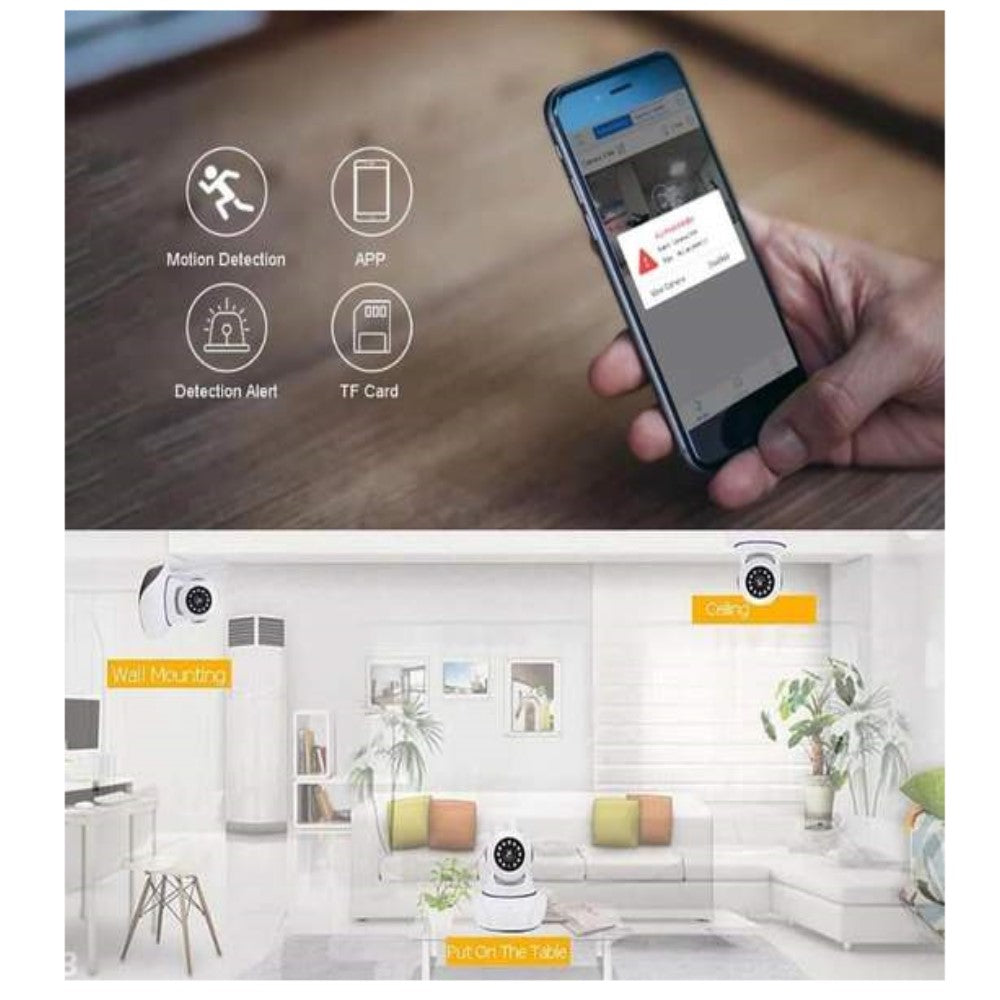 Vezeték nélküli 360°-os forgó kamera hang- és éjszakai felvétellel