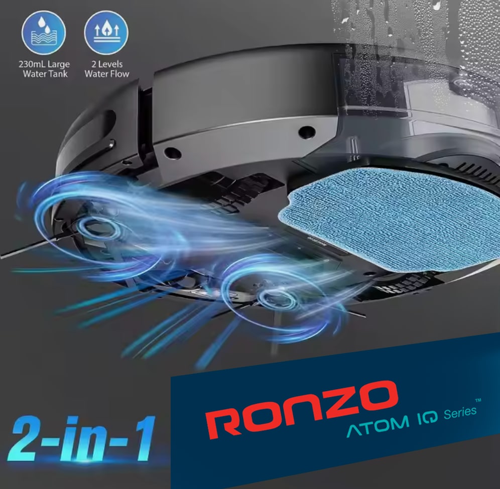 RONZO ATOM IQ Robotporszívó és padlótisztító töltőállvánnyal