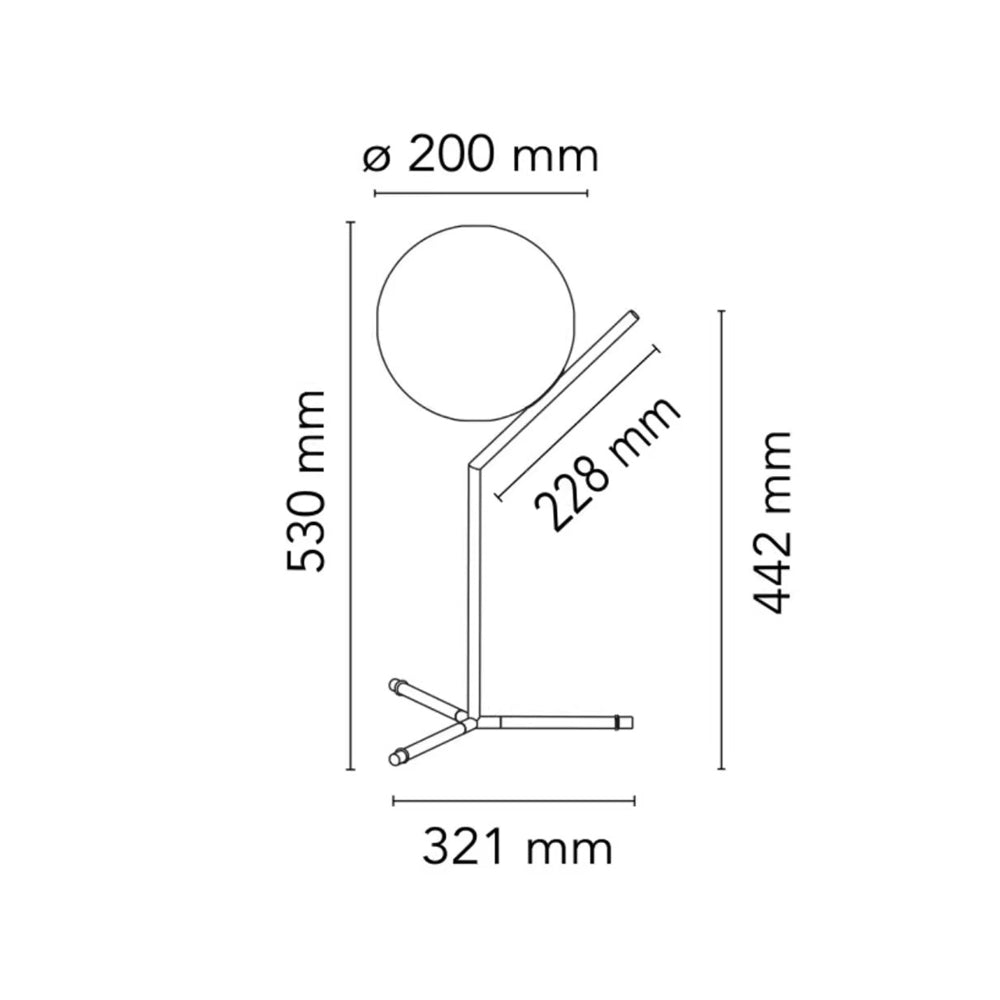 Alaris dizájner asztali lámpa, üveg, fém
